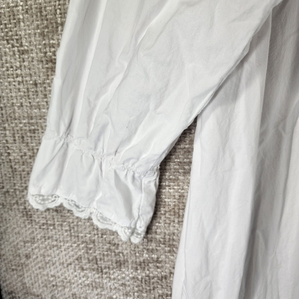 Cottagecore White Cotton Woven Nightgown Womens XXL Lace Ruffle Crisp EUC - Picture 3 of 11